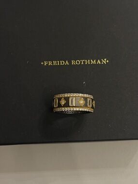 Freida Rothman size 6.5 Black & Gold Pave Band Ring